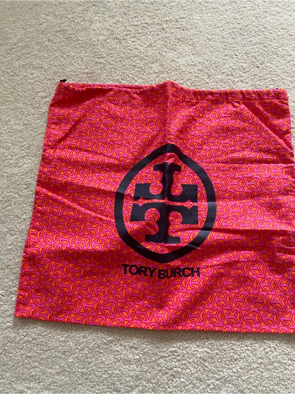 Tory Burch Pink and Orange Logo Print dust bag